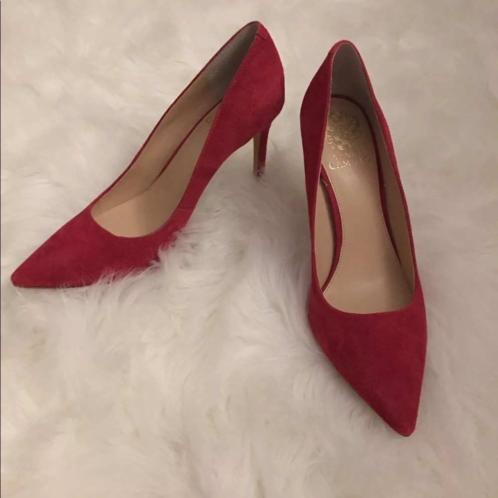 Vince Camuto Red Suede Pointed-Toe Stiletto Pumps - Picture 2 of 6